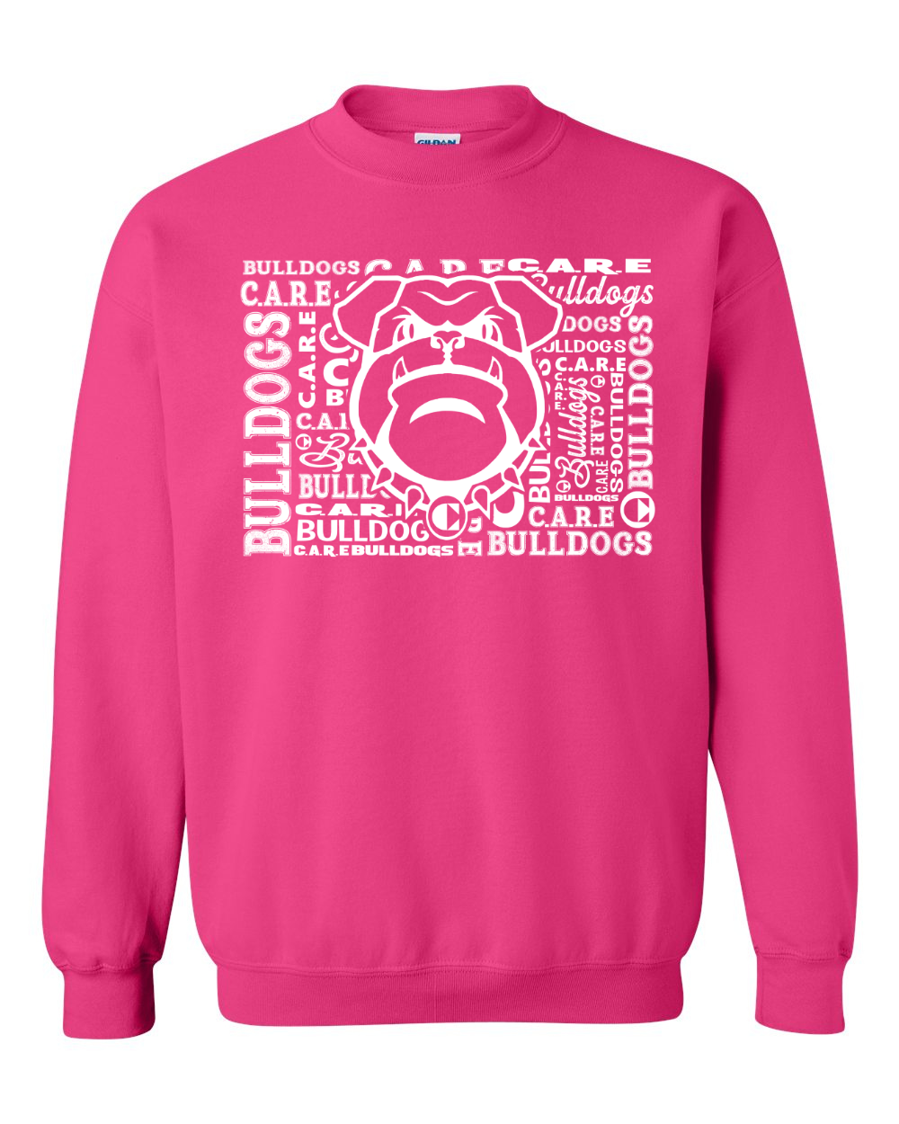 Crewneck Sweatshirt Care Bulldog Word Collage
