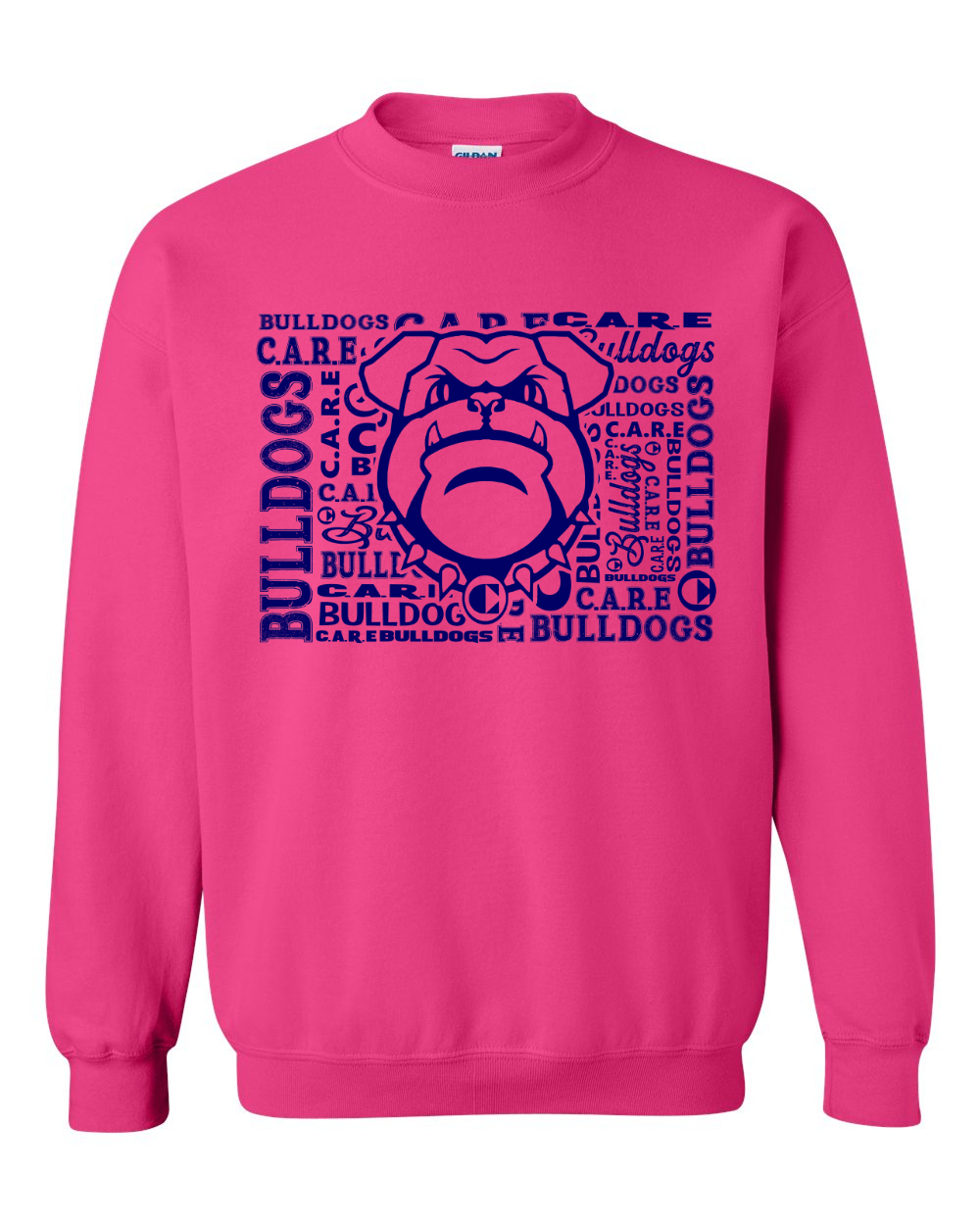 Crewneck Sweatshirt Care Bulldog Word Collage