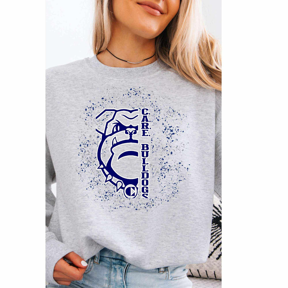 Crewneck Sweatshirt Care Bulldog with Speckle