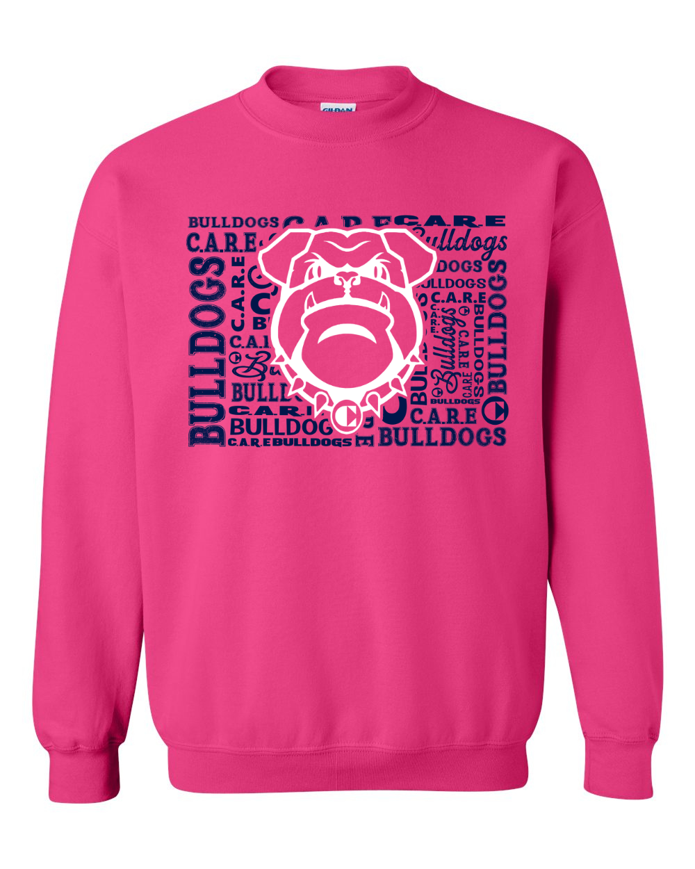 Crewneck Sweatshirt Care Bulldog Word Collage