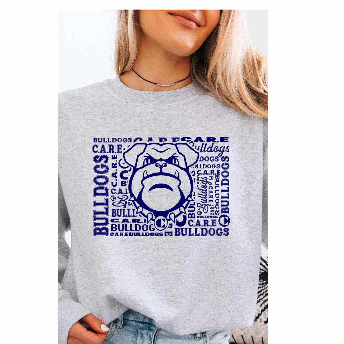Crewneck Sweatshirt Care Bulldog Word Collage