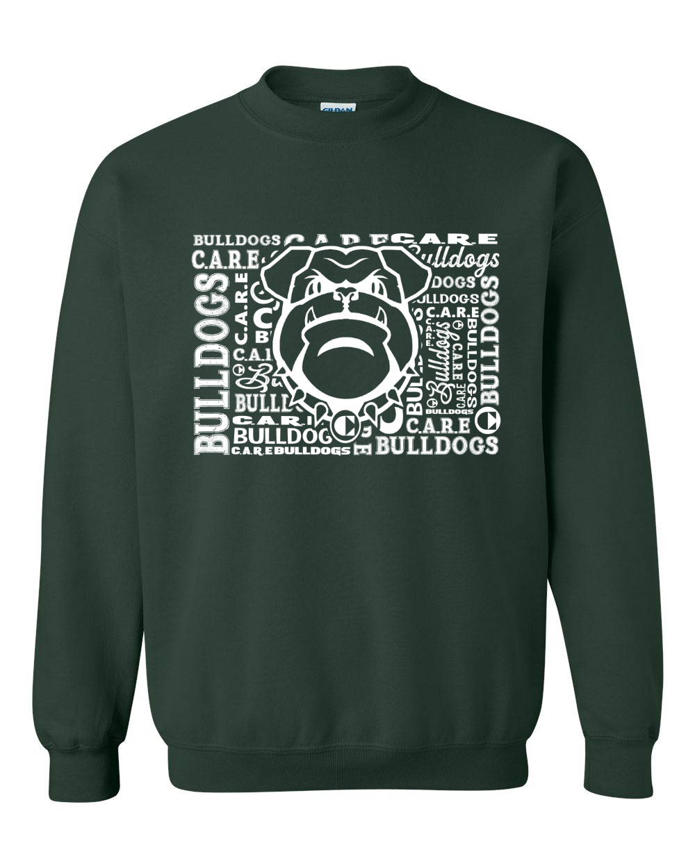 Crewneck Sweatshirt Care Bulldog Word Collage
