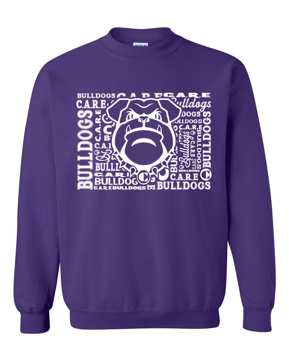 Crewneck Sweatshirt Care Bulldog Word Collage
