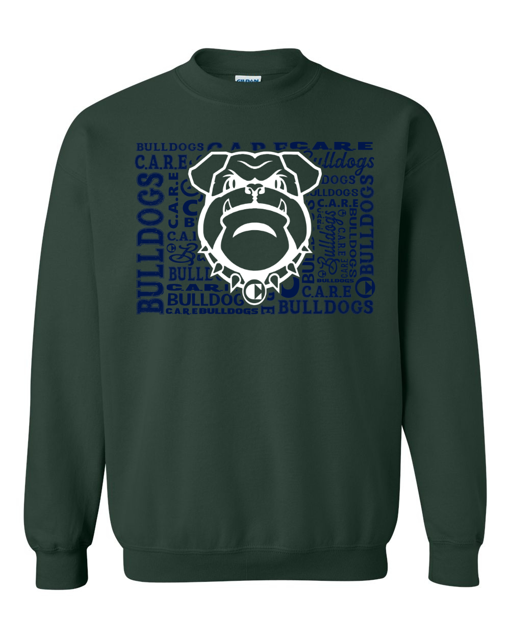 Crewneck Sweatshirt Care Bulldog Word Collage
