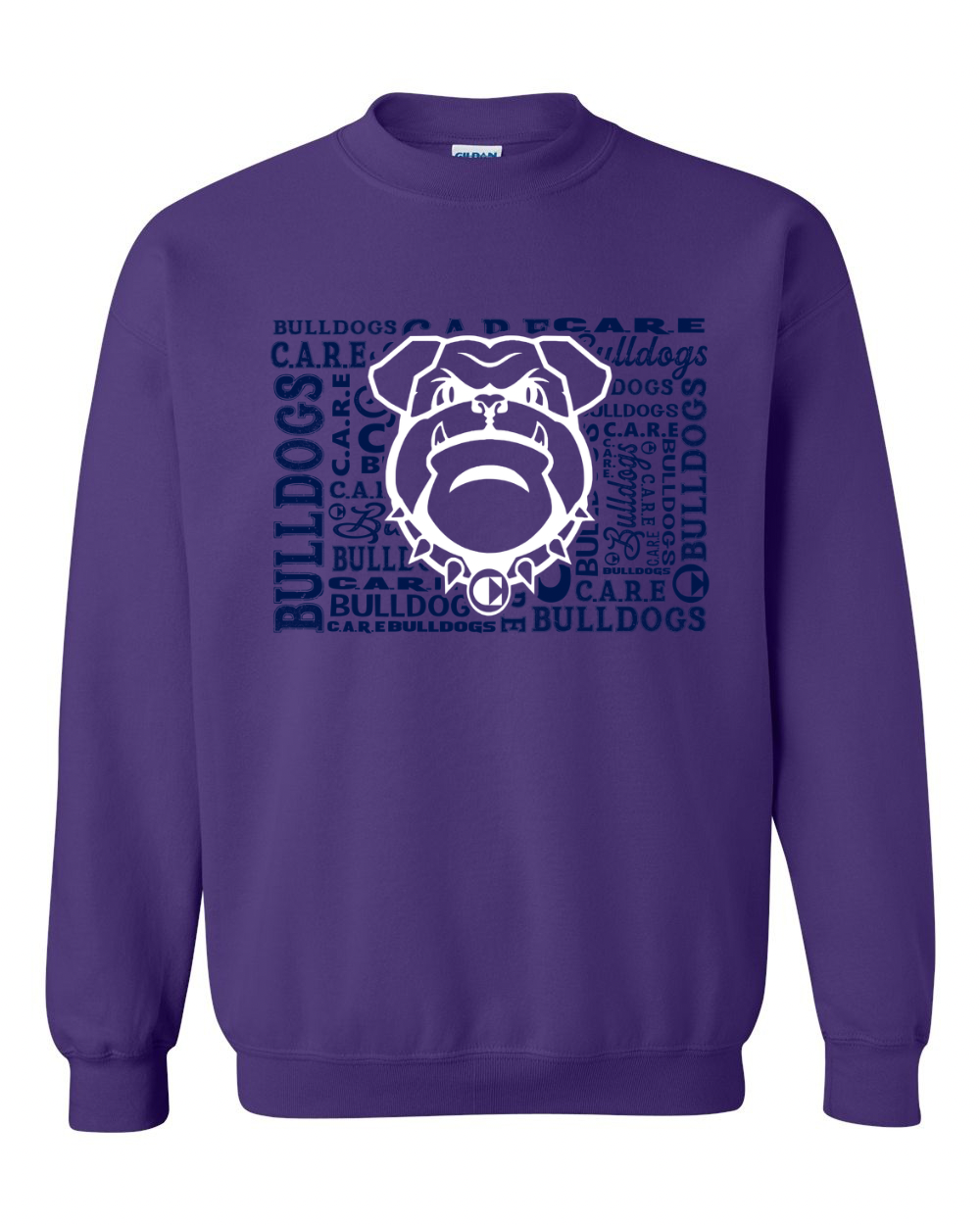 Crewneck Sweatshirt Care Bulldog Word Collage