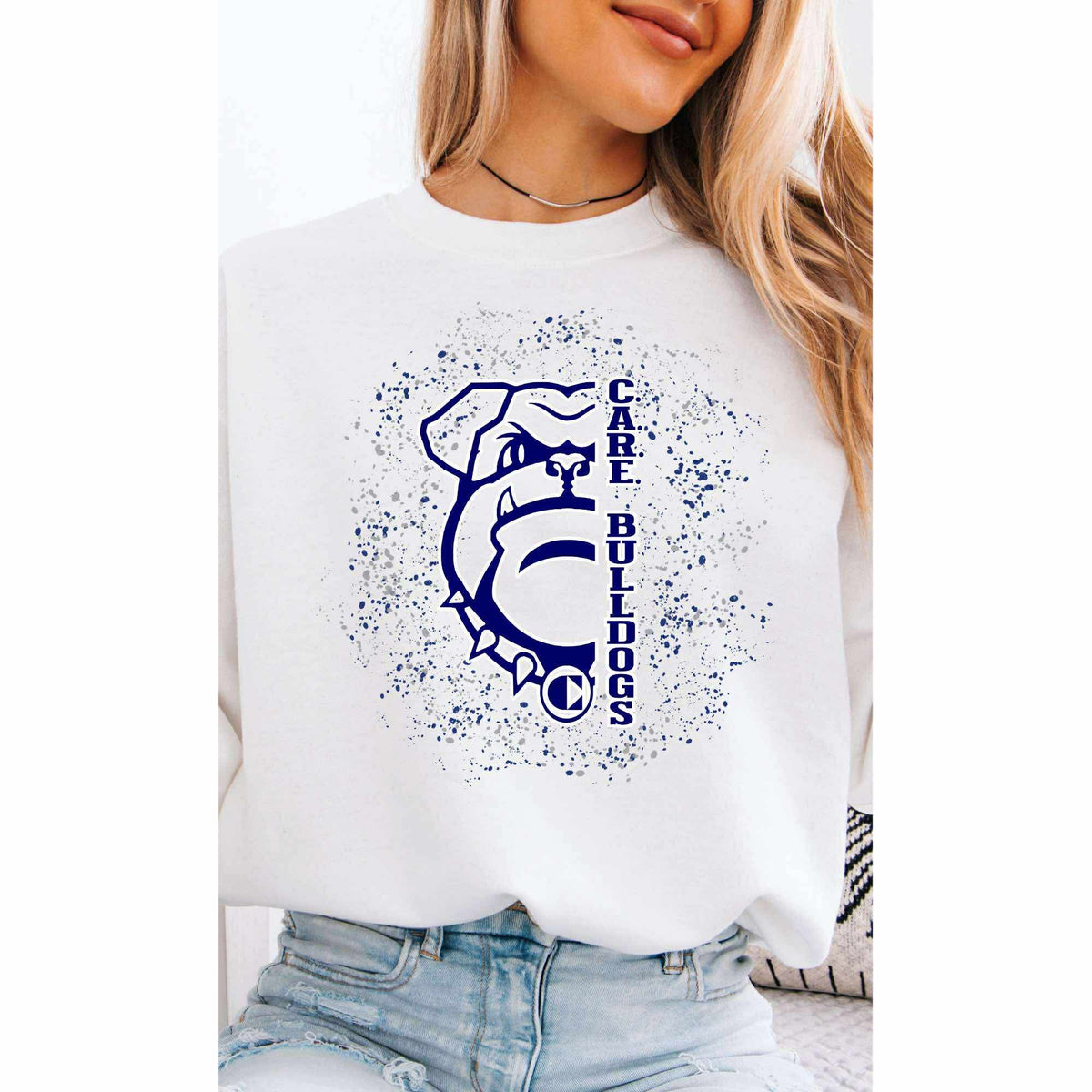 Crewneck Sweatshirt Care Bulldog with Speckle