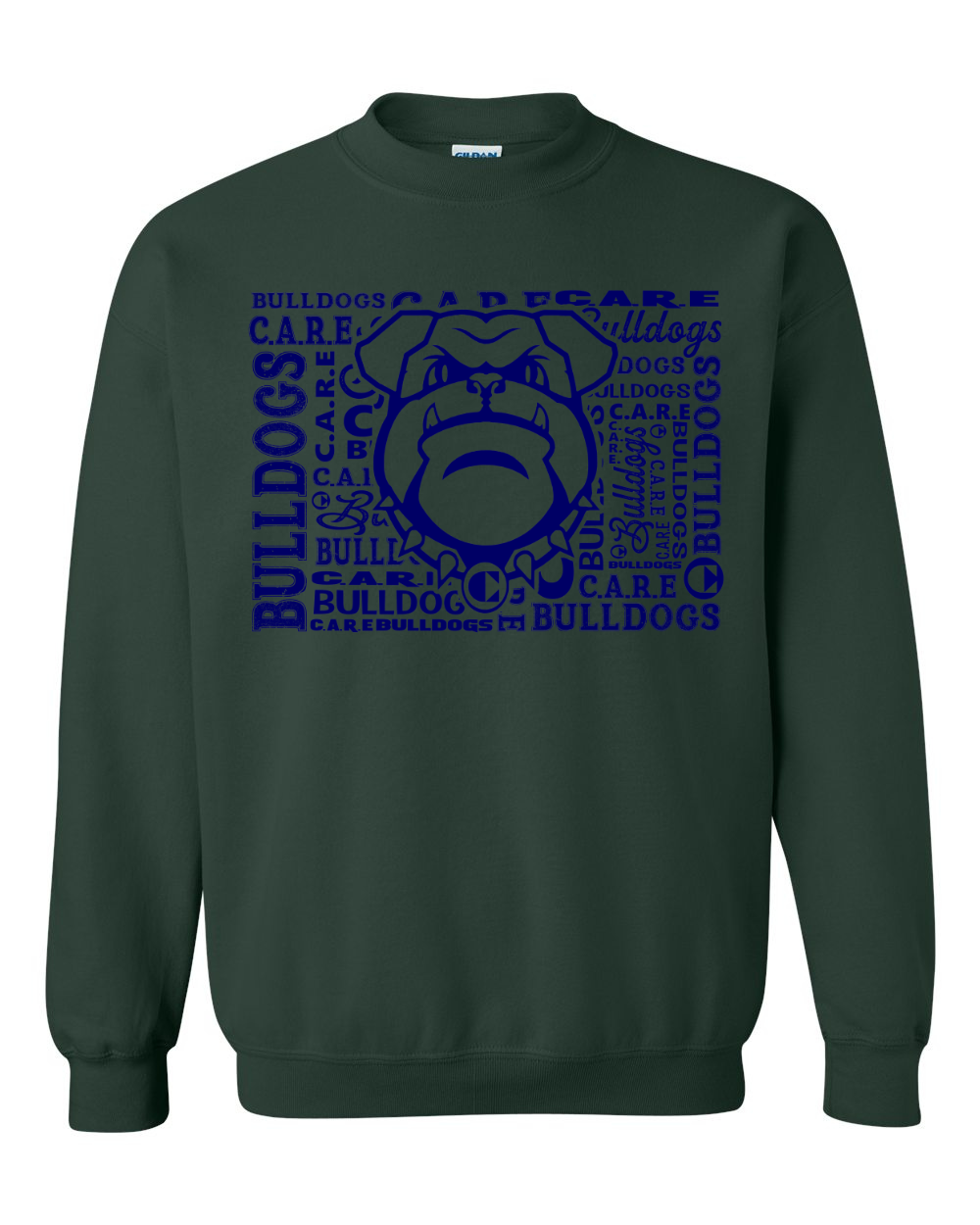 Crewneck Sweatshirt Care Bulldog Word Collage